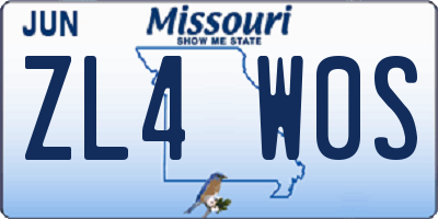MO license plate ZL4W0S