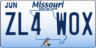 MO license plate ZL4W0X