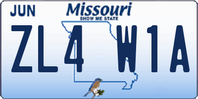 MO license plate ZL4W1A