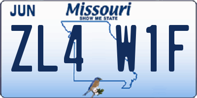 MO license plate ZL4W1F