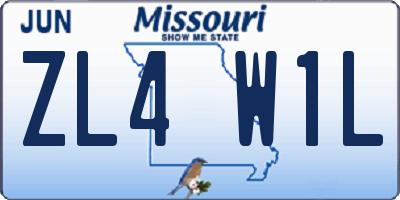 MO license plate ZL4W1L