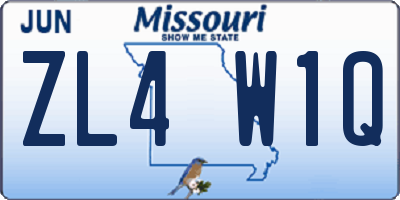 MO license plate ZL4W1Q