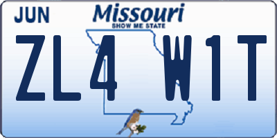 MO license plate ZL4W1T
