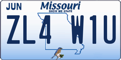 MO license plate ZL4W1U