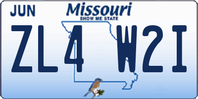 MO license plate ZL4W2I
