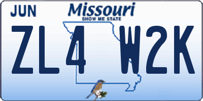 MO license plate ZL4W2K