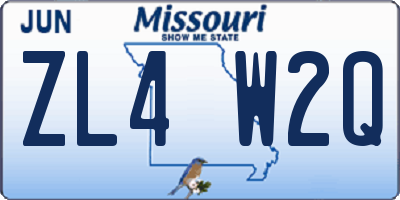 MO license plate ZL4W2Q