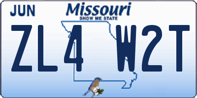 MO license plate ZL4W2T