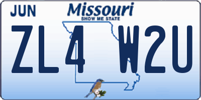 MO license plate ZL4W2U