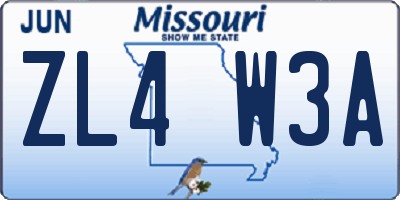 MO license plate ZL4W3A