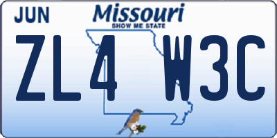MO license plate ZL4W3C