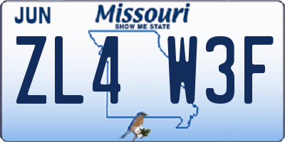 MO license plate ZL4W3F