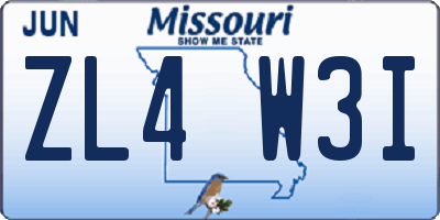 MO license plate ZL4W3I