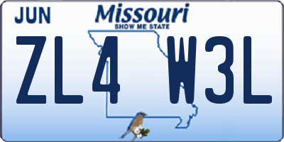 MO license plate ZL4W3L