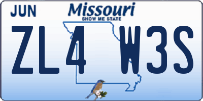 MO license plate ZL4W3S