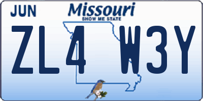 MO license plate ZL4W3Y