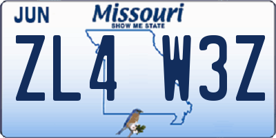 MO license plate ZL4W3Z