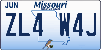 MO license plate ZL4W4J