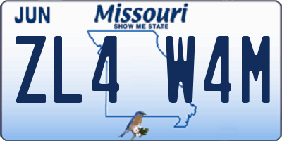 MO license plate ZL4W4M
