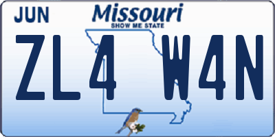 MO license plate ZL4W4N
