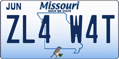 MO license plate ZL4W4T
