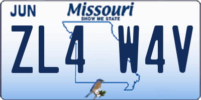 MO license plate ZL4W4V