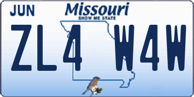 MO license plate ZL4W4W