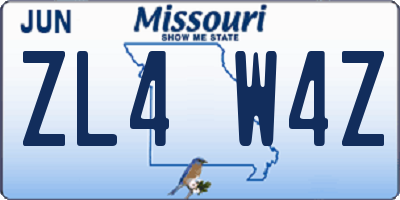 MO license plate ZL4W4Z