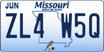 MO license plate ZL4W5Q