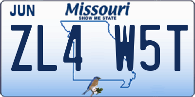MO license plate ZL4W5T