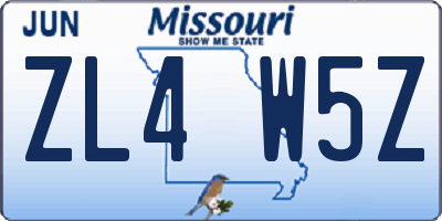MO license plate ZL4W5Z
