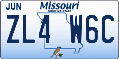 MO license plate ZL4W6C