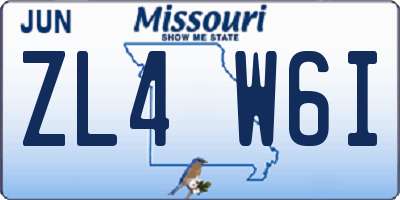 MO license plate ZL4W6I