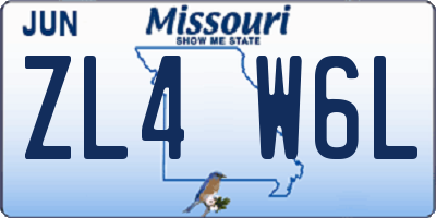MO license plate ZL4W6L