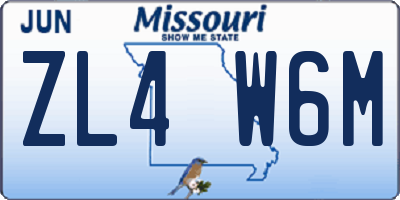 MO license plate ZL4W6M