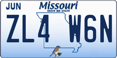MO license plate ZL4W6N