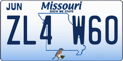 MO license plate ZL4W6O