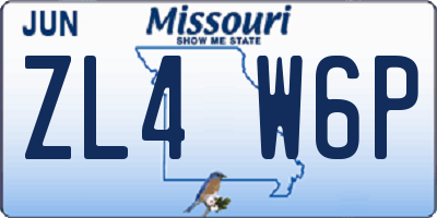 MO license plate ZL4W6P