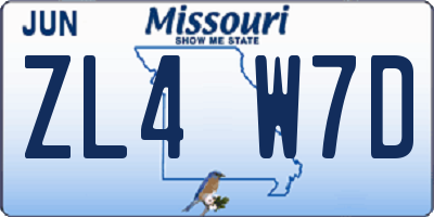 MO license plate ZL4W7D