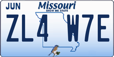 MO license plate ZL4W7E