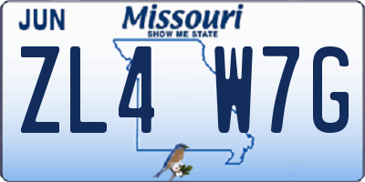 MO license plate ZL4W7G