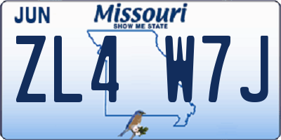 MO license plate ZL4W7J