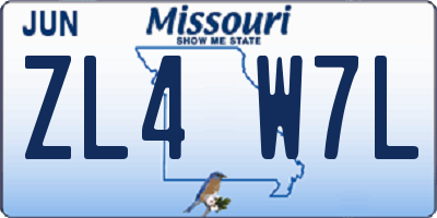 MO license plate ZL4W7L