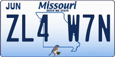MO license plate ZL4W7N