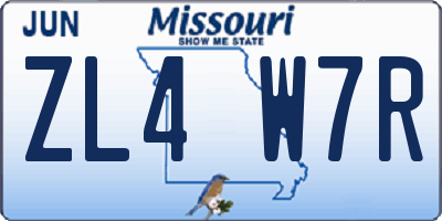 MO license plate ZL4W7R