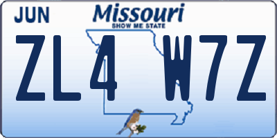 MO license plate ZL4W7Z