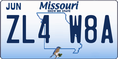 MO license plate ZL4W8A