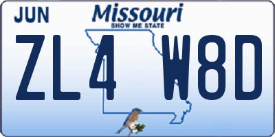 MO license plate ZL4W8D