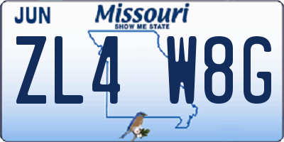 MO license plate ZL4W8G