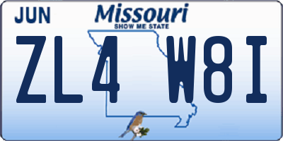 MO license plate ZL4W8I